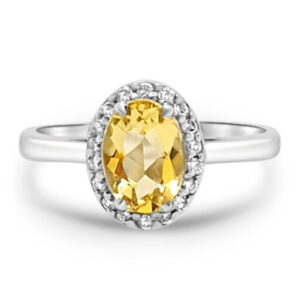 Пръстен с жълт диамант и бели диаманти 701