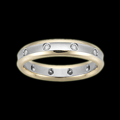 Брачни халки в бяло и жълто злато с диаманти 32