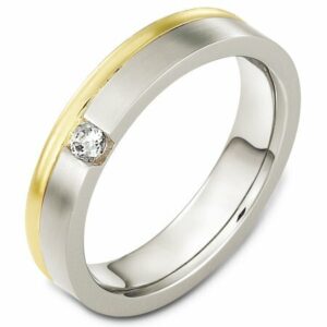 Брачни халки в бяло и жълто злато с диаманти 11