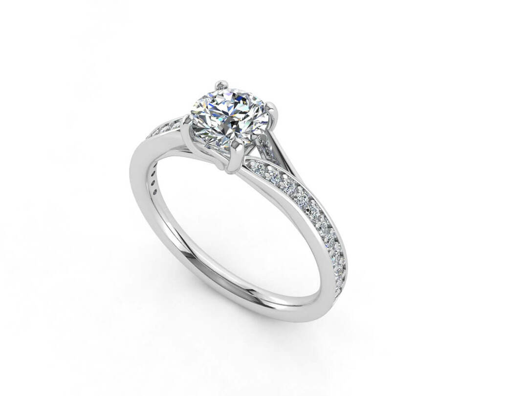 Годежен пръстен в бяло злато с диаманти Модел CR04