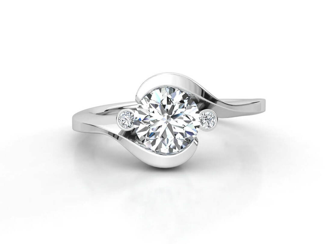 Годежен пръстен в бяло злато с диаманти Модел MS006