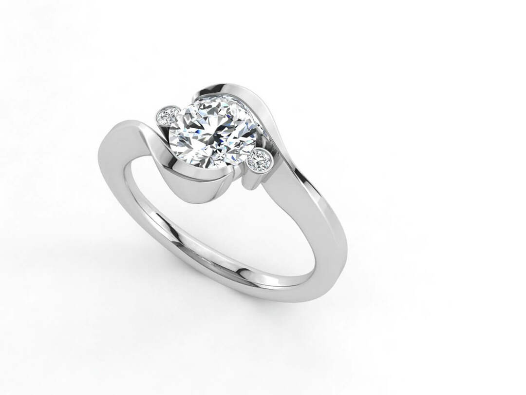 Годежен пръстен в бяло злато с диаманти Модел MS006 - Image 2