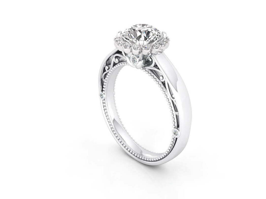 Годежен пръстен в бяло злато с диаманти Модел ZNV008