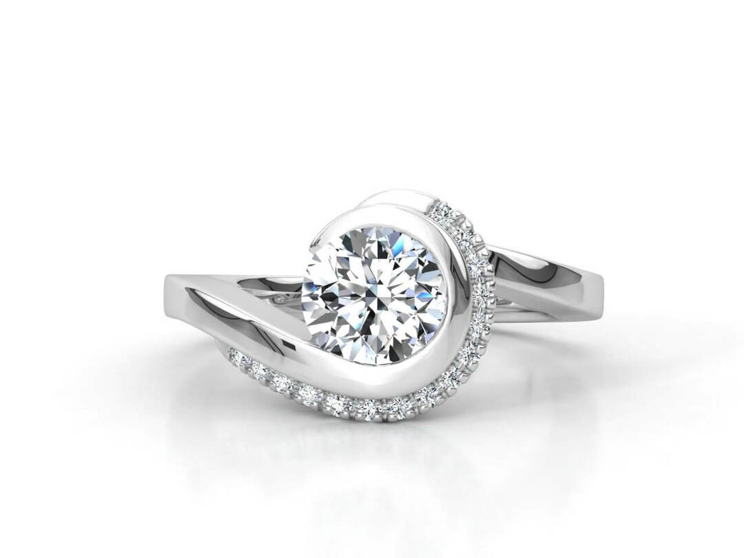 Годежен пръстен в бяло злато с диаманти Модел ZR19