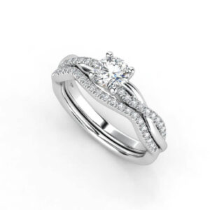 Годежен пръстен и брачна халка в бяло злато с диаманти Модел ZER016