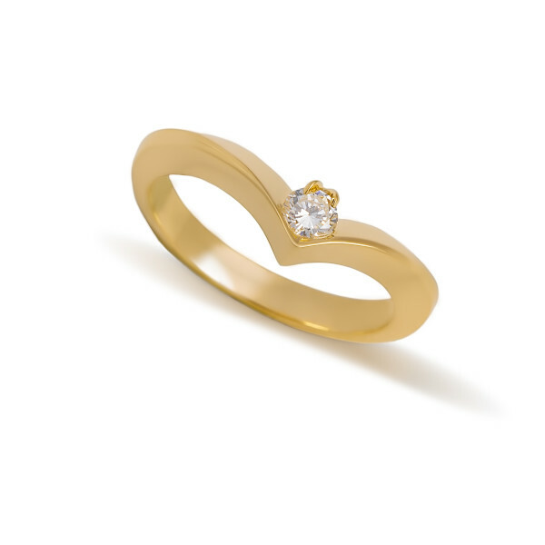 Пръстен в жълто злато с диамант 14