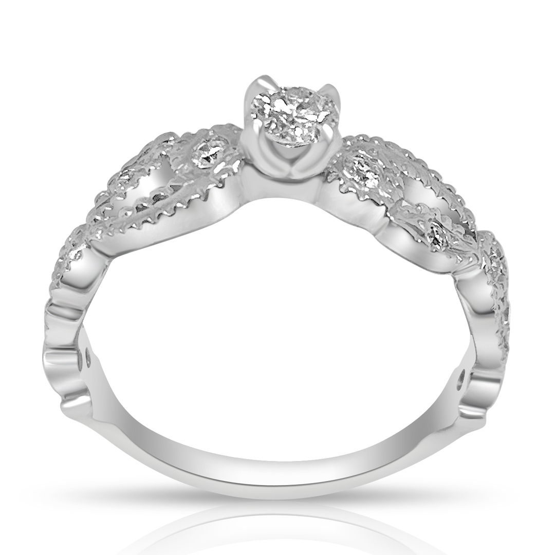 Годежен пръстен в бяло злато с диаманти 6 - Image 2