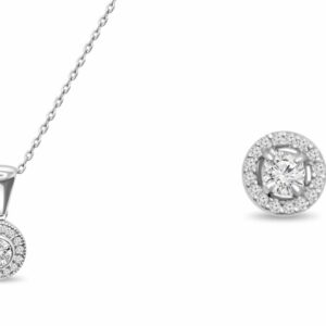 Комплект колие и обеци от бяло злато с диаманти 235/1054
