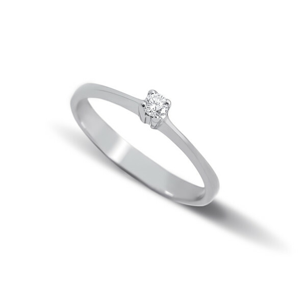 Промоционален годежен пръстен от бяло злато и диамант 582