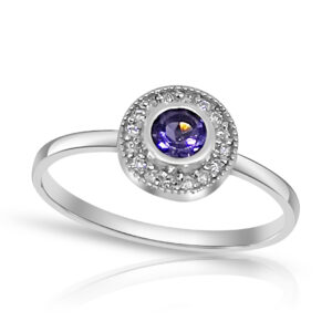 Пръстен с диаманти и аметист 10