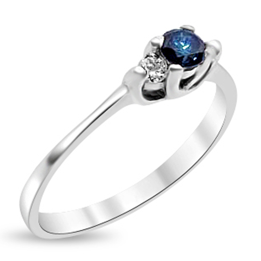 Пръстен в бяло злато с диаманти и сапфир 3 - Image 2