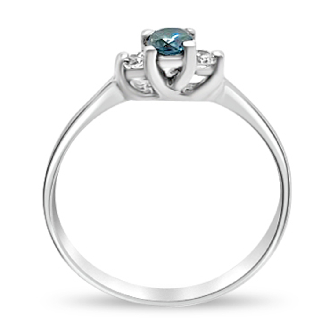 Пръстен в бяло злато с диаманти и сапфир 3 - Image 3