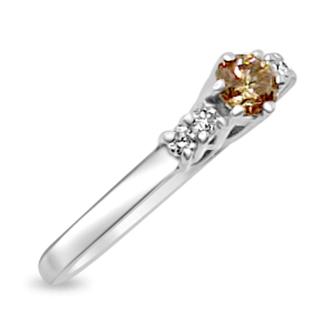 Пръстен в бяло злато с кафяв диамант и бели диаманти 834 - Image 2