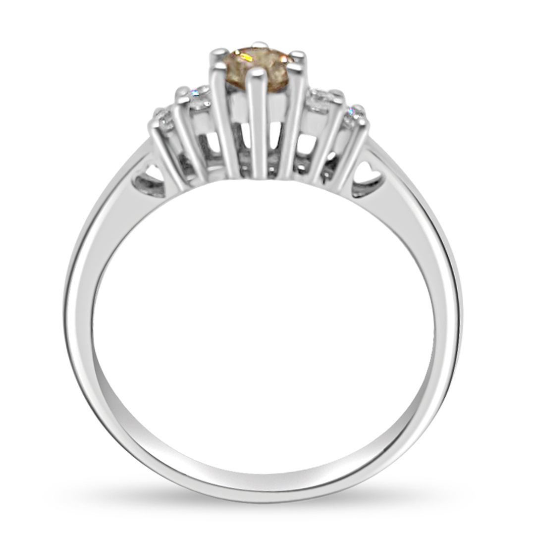 Пръстен в бяло злато с кафяв диамант и бели диаманти 834 - Image 3