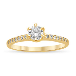 Годежен пръстен от жълто злато с диаманти 899