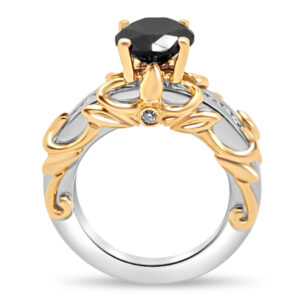 Пръстен от бяло и жълто злато с черен диамант 943