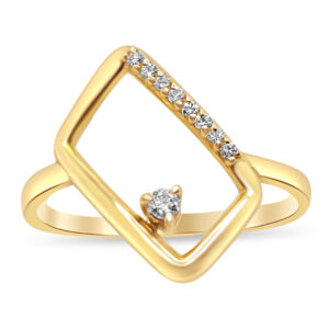 Дамски пръстен от жълто злато с диаманти 684