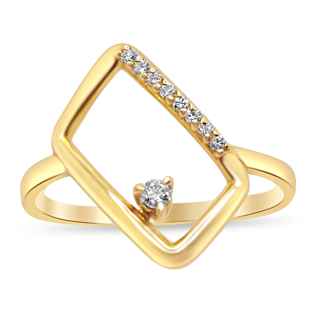 Дамски пръстен от жълто злато с диаманти 684