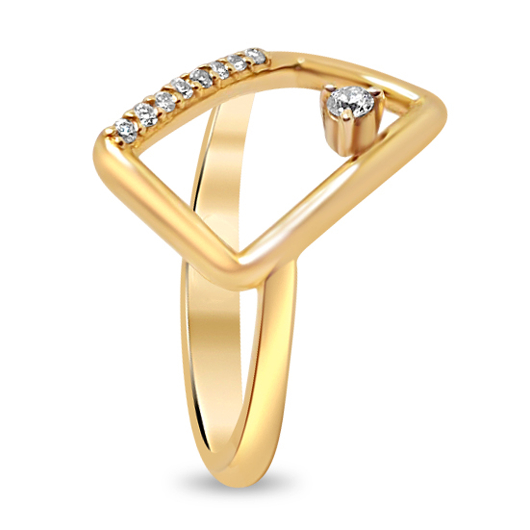 Дамски пръстен от жълто злато с диаманти 684 - Image 2