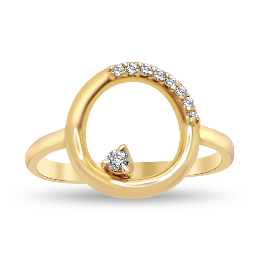 Пръстен от жълто злато с диаманти 690