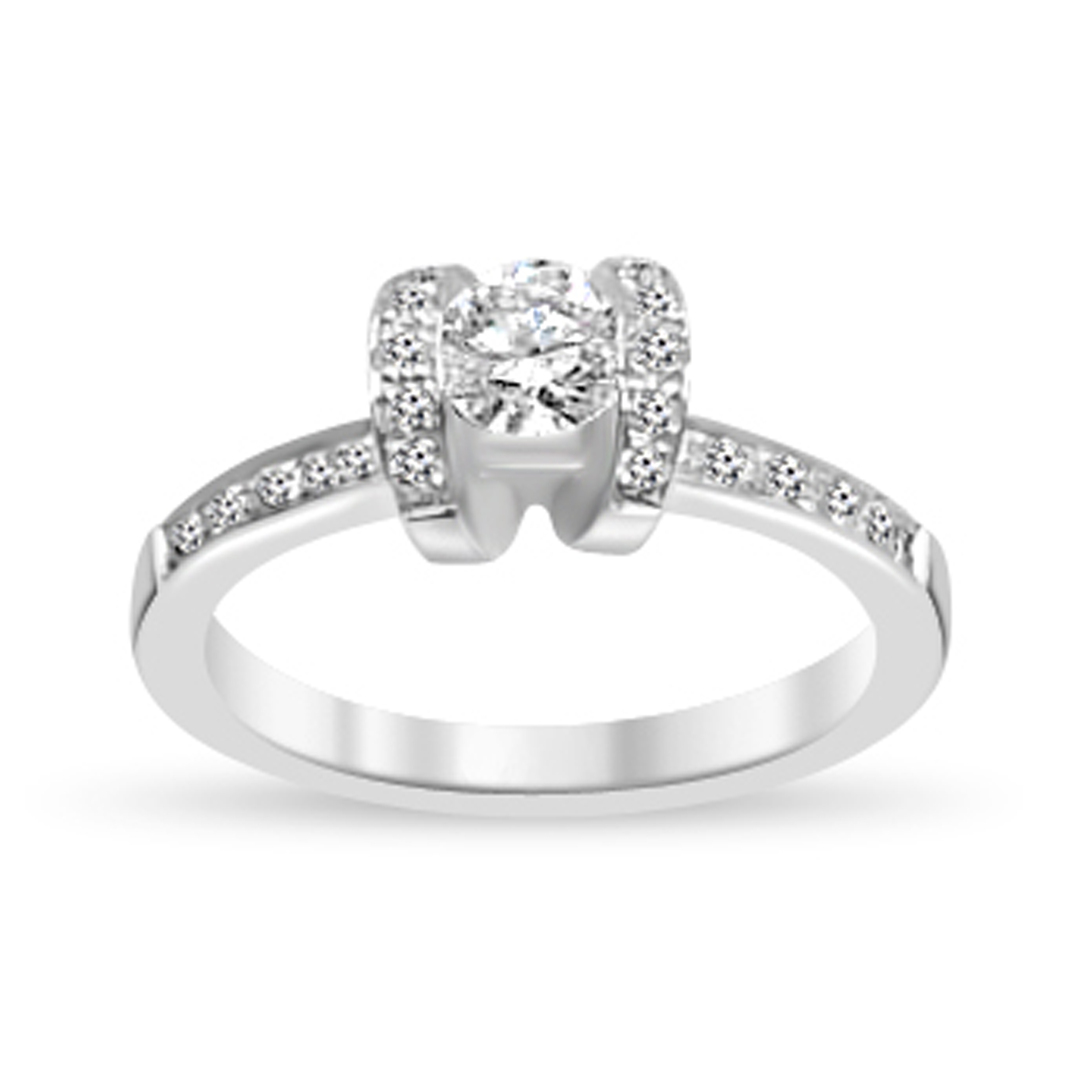 Годежен пръстен от бяло злато с диаманти 389