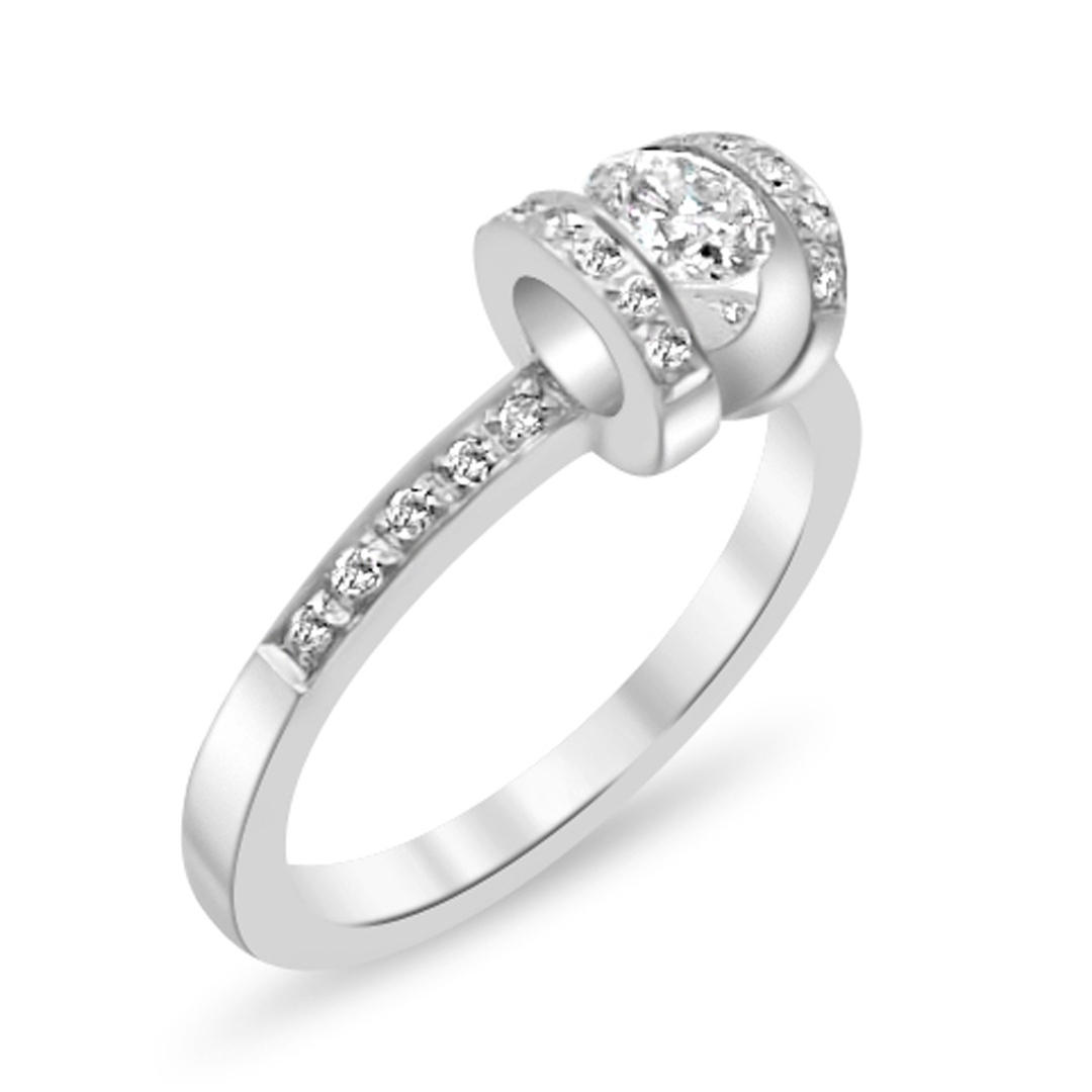Годежен пръстен от бяло злато с диаманти 389 - Image 2