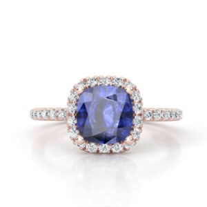 Пръстен в розово злато с диаманти и сапфир Модел ZLR007