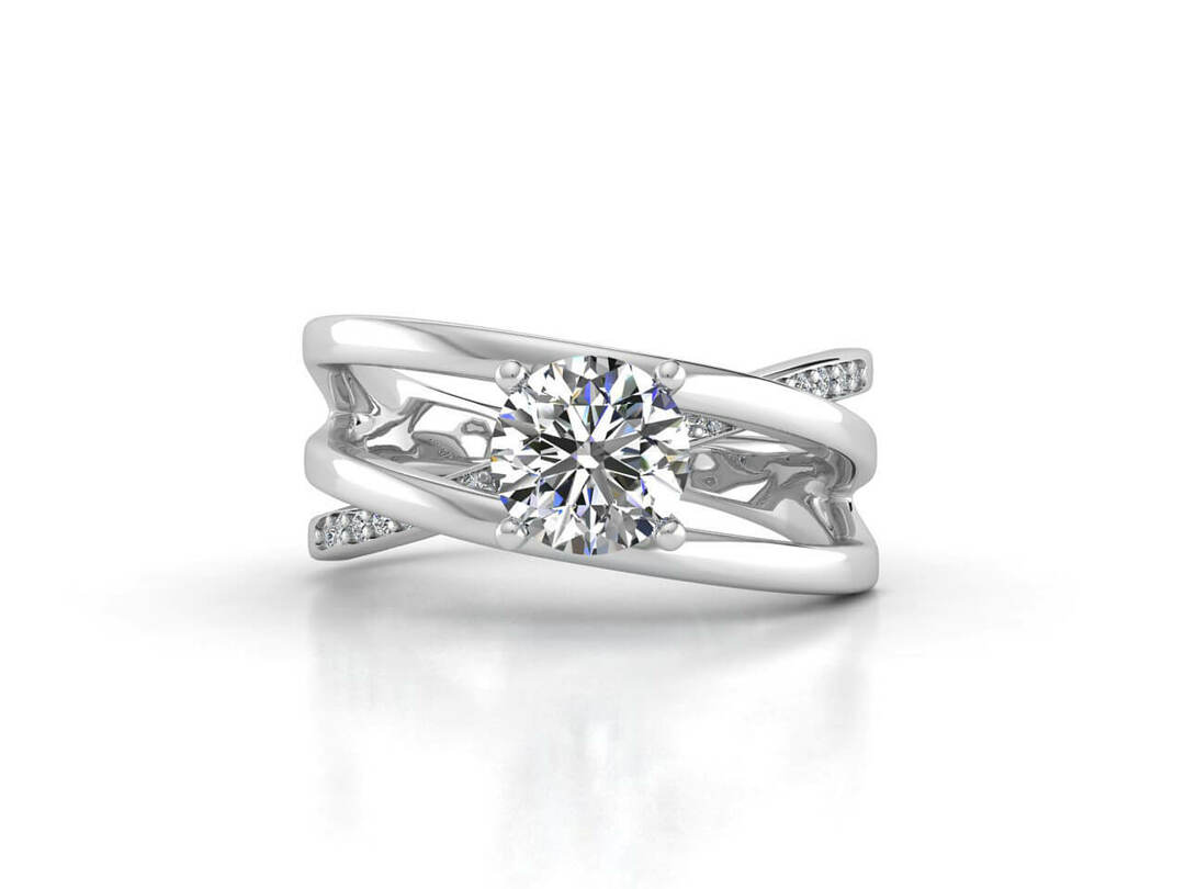 Пръстен от бяло злато с диаманти Модел SY27