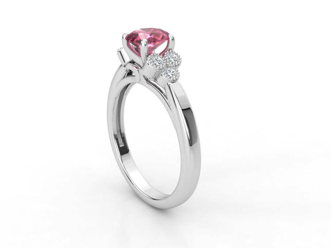 Пръстен от бяло злато с диаманти и розов сапфир Модел VA19 - Image 3