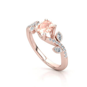 Пръстен от розово злато с диаманти и морганит Модел SP014