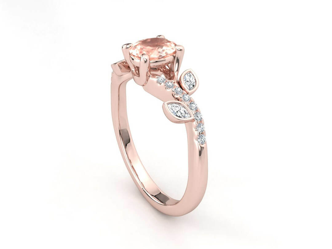 Пръстен от розово злато с диаманти и морганит Модел SP014 - Image 4
