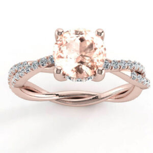 Пръстен от розово злато с диаманти и морганит Модел ZGR004