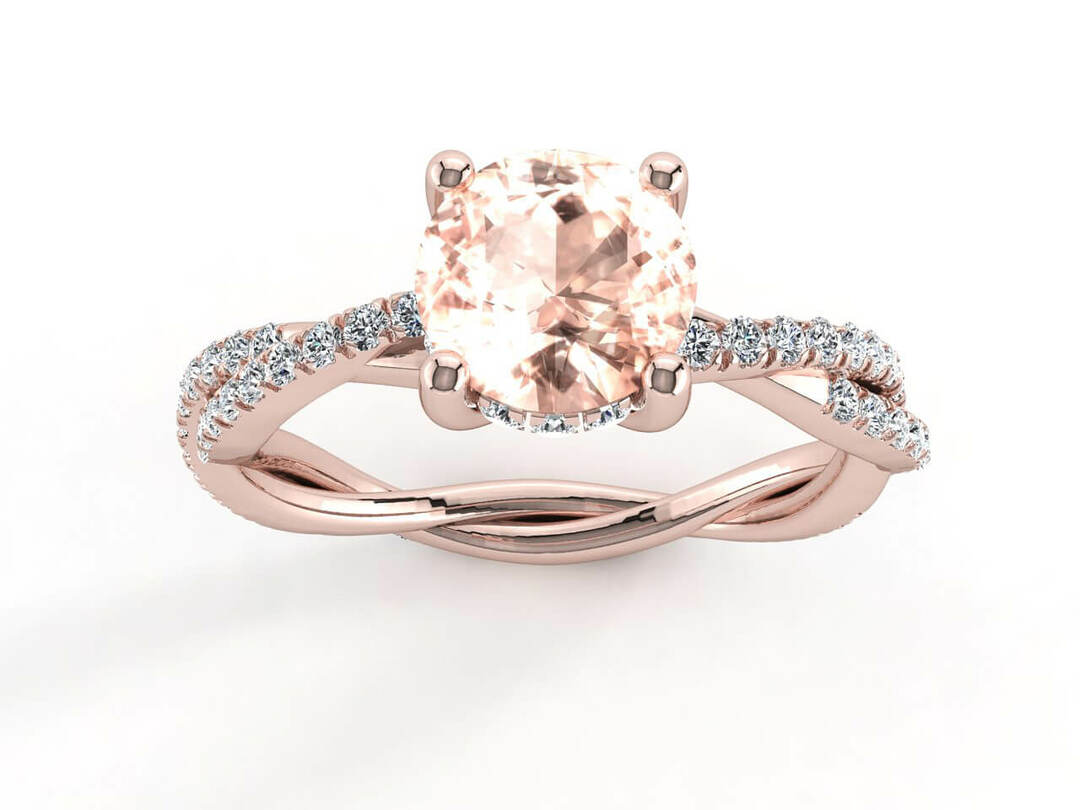 Пръстен от розово злато с диаманти и морганит Модел ZGR004