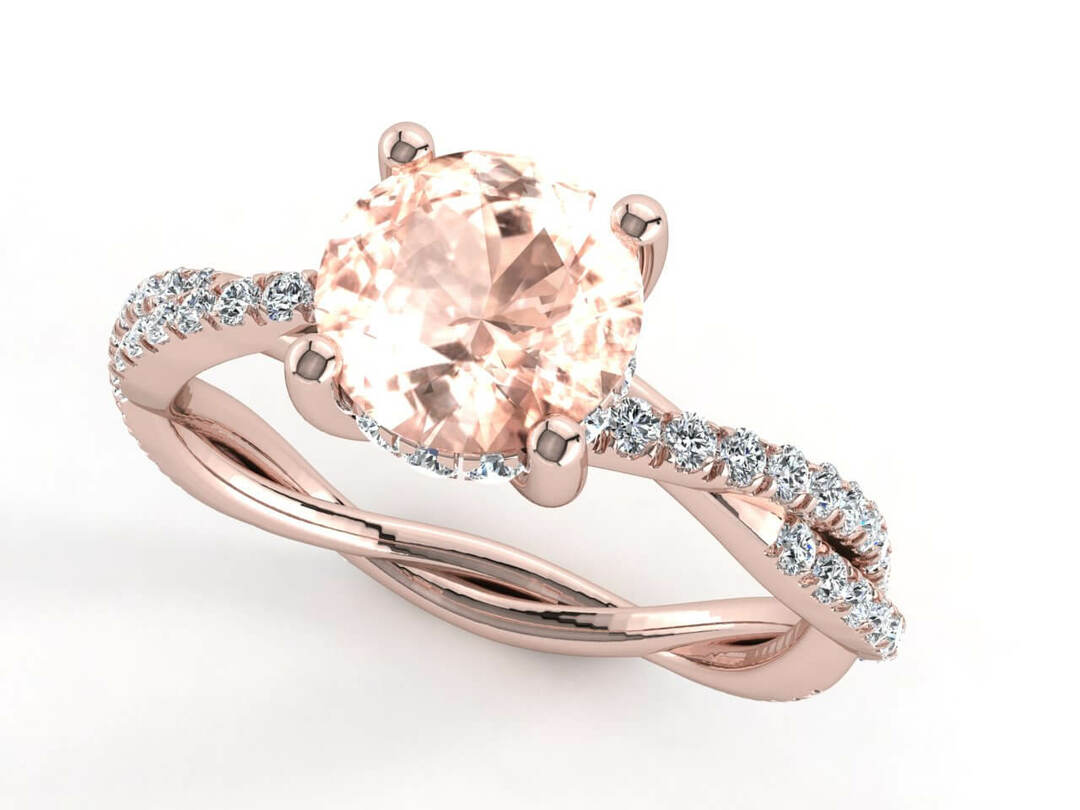 Пръстен от розово злато с диаманти и морганит Модел ZGR004 - Image 2
