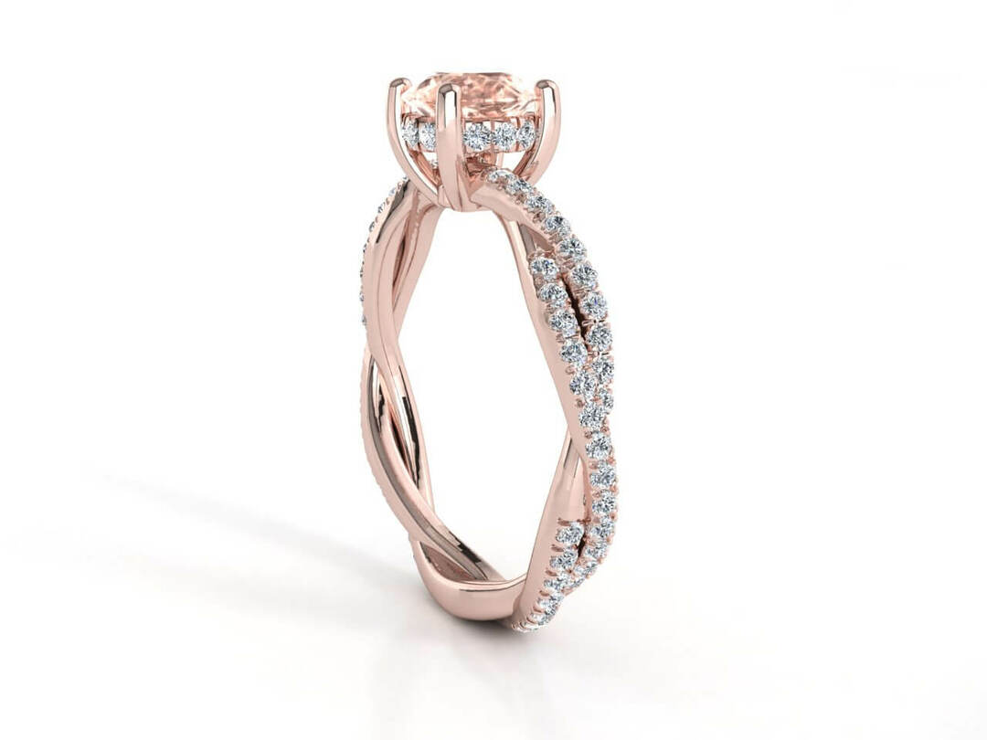 Пръстен от розово злато с диаманти и морганит Модел ZGR004 - Image 3