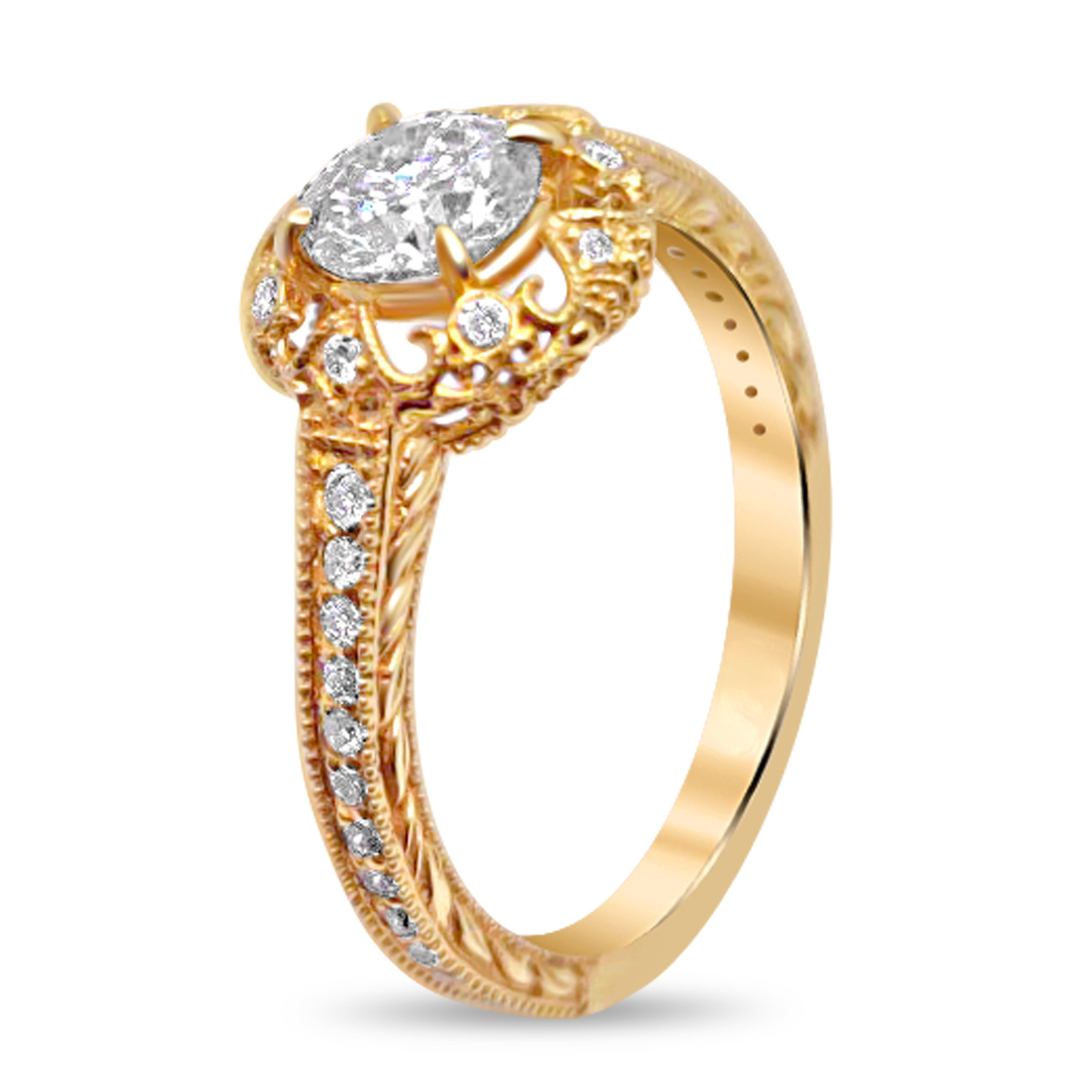 Пръстен в жълто злато с диаманти 907 - Image 2