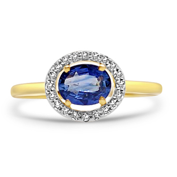 Пръстен със сапфир и диаманти 718