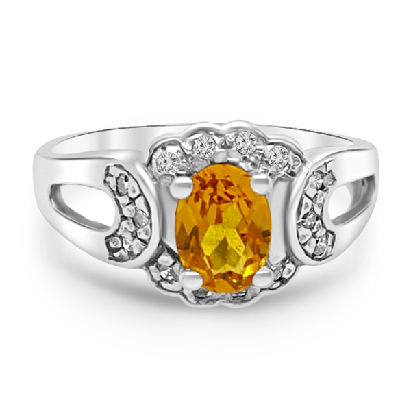 Пръстен с диаманти и цитрин 22