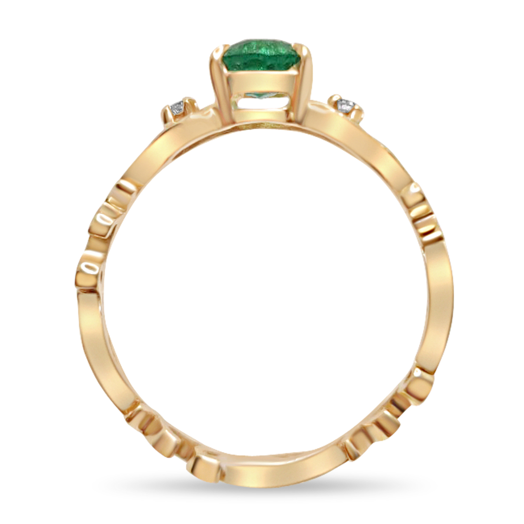 Пръстен в жълто злато с изумруд и диаманти 21 - Image 4