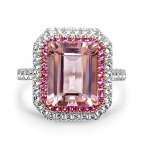 Пръстен с морганит, розов сапфир и диаманти 698