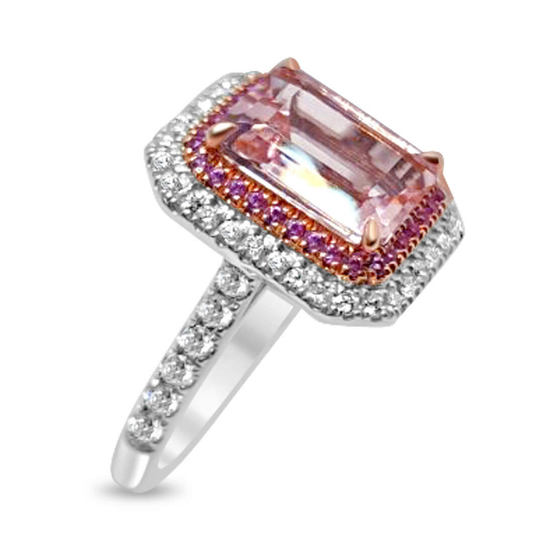Пръстен с морганит, розов сапфир и диаманти 698 - Image 4