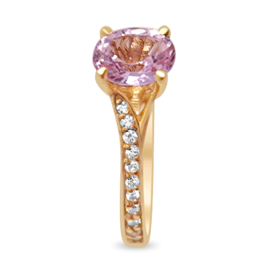 Пръстен в жълто злато с розов сапфир и диаманти 911 - Image 2