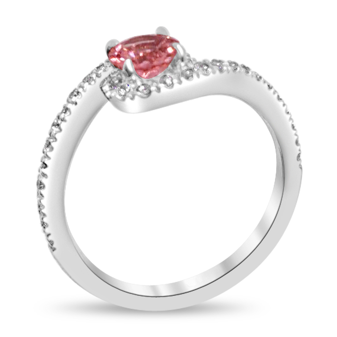 Пръстен от бяло злато с розов турмалин и диаманти 847 - Image 3