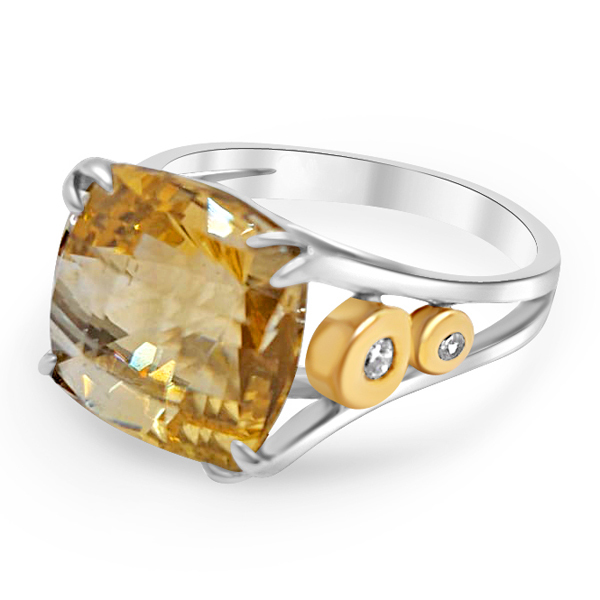 Пръстен с цитрин и диаманти 23