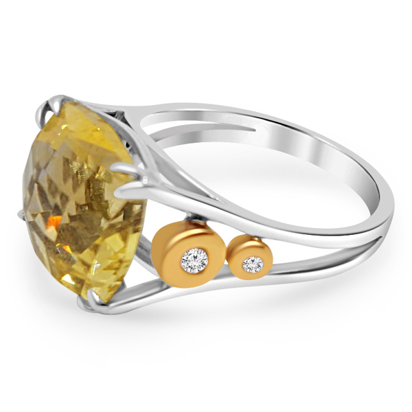 Пръстен с цитрин и диаманти 23 - Image 2