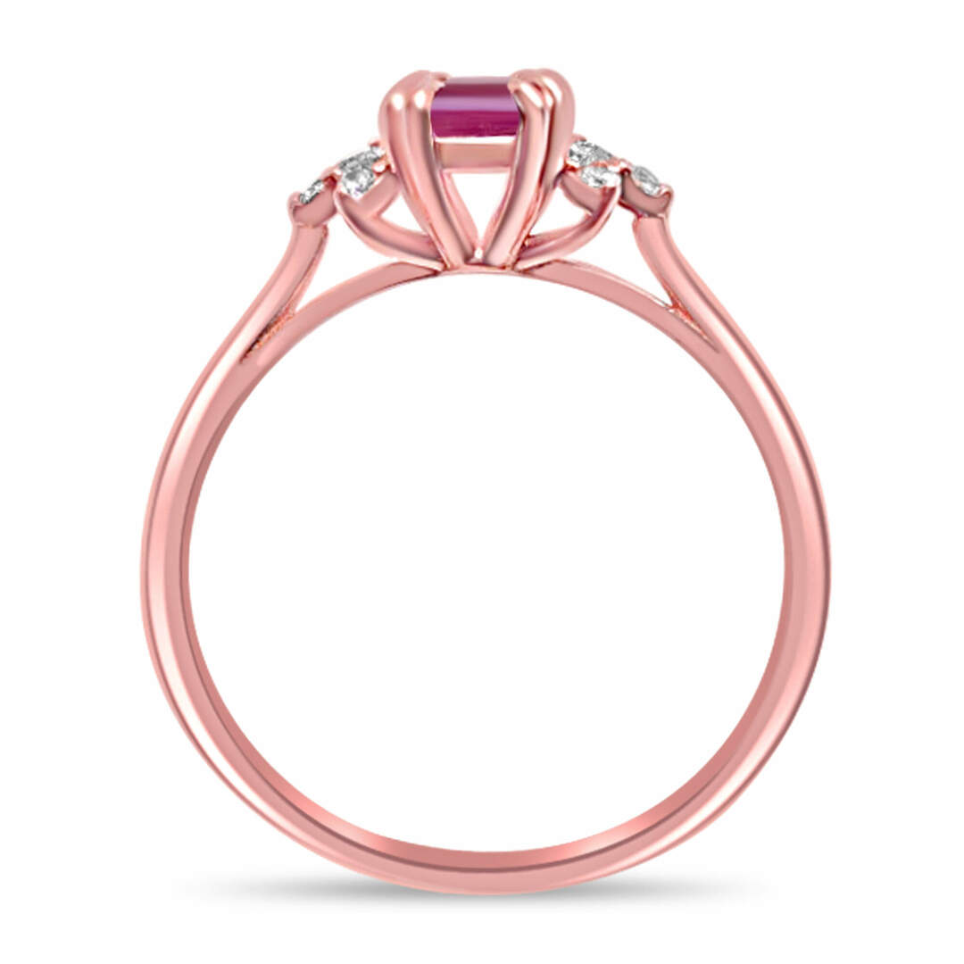 Пръстен в розово злато с розов сапфир и диаманти 23 - Image 2