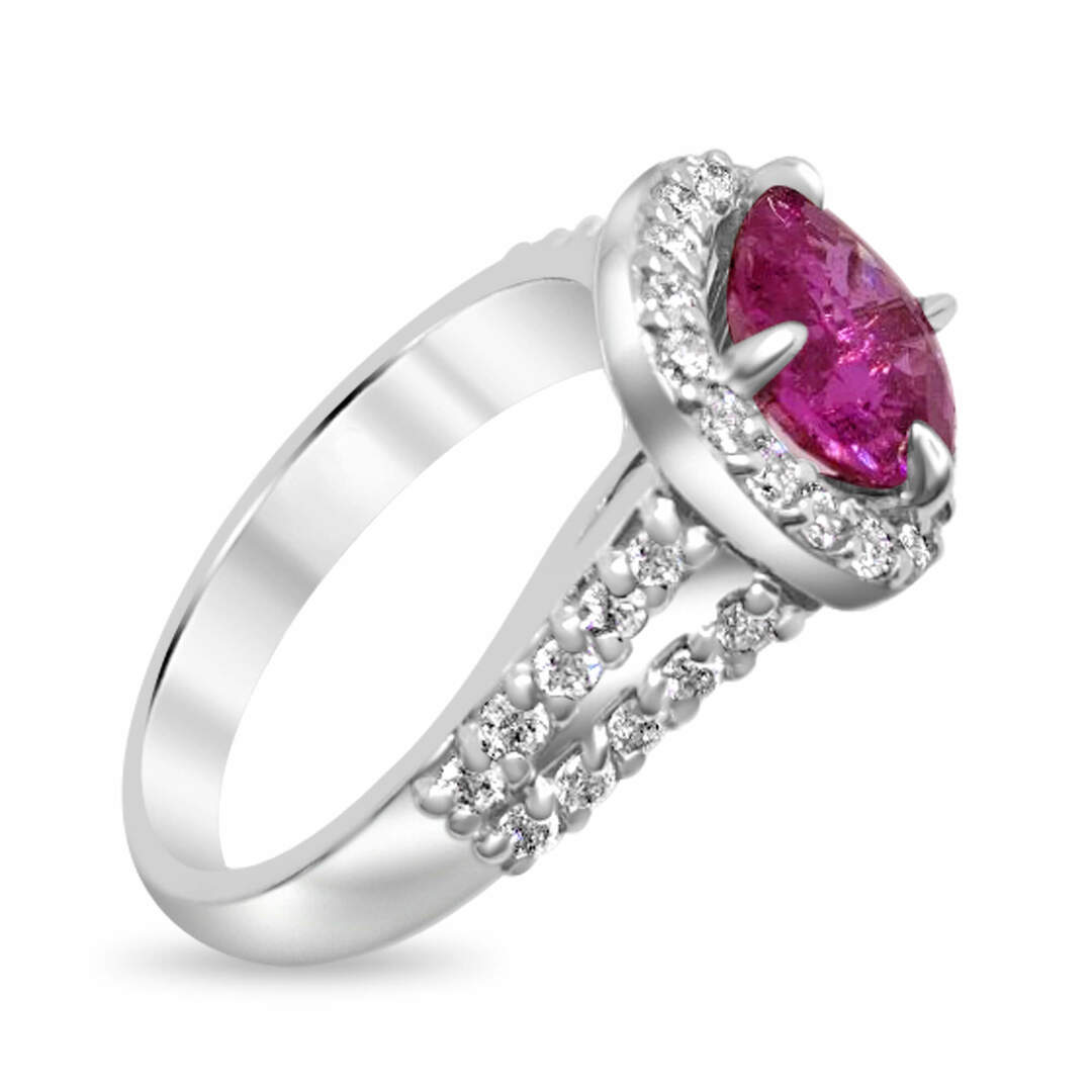 Пръстен от бяло злато с розов сапфир и диаманти 846 - Image 3