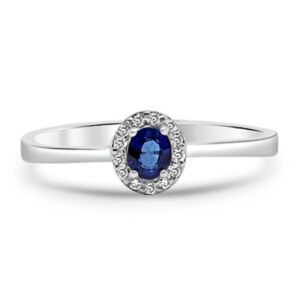 Пръстен в бяло злато със сапфир и диаманти 4