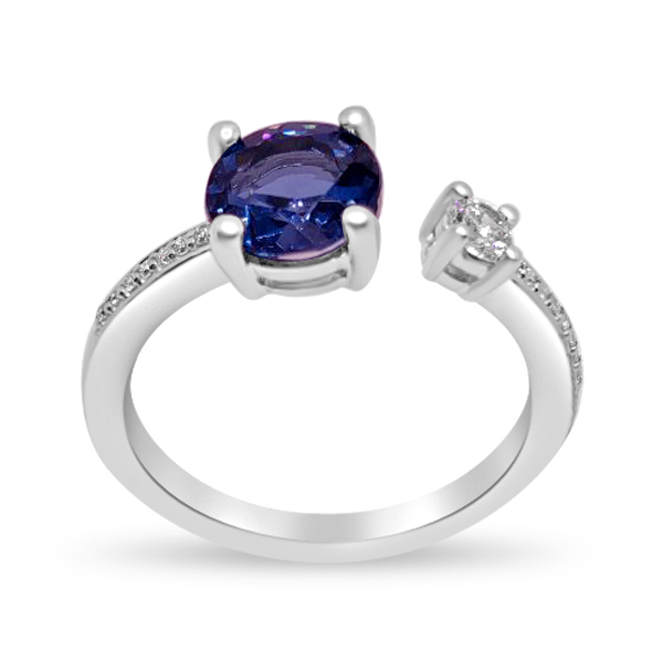 Пръстен със син лондон топаз и диаманти 936 - Image 2